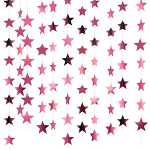 Patelai Glitter Star Garland Banner 2026 Party Decor 130 Feet Star Hanging Banner Twinkle Backdrop for Graduation Birthday Classroom Wedding Supplies(Rose Pink)