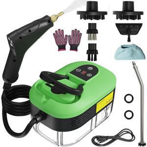 Portable Steam Cleaner, 2500W Pressurized Handheld Steam Cleaner with 1.2L Water Tank, 6 Levels Steam Output, Cleaning Steamer for Cleaning Home Furniture, Bathroom, Car Detailing (Green)