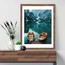 Hongkee 16x24 Frame Set of 4, 16 x 24 Rustic Brown Wood Style(Mat 12x18), 16X24 in