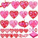 Marsui 36 Sets Valentine's Day Kits Craft for Adults Valentines Heart Suncatcher Craft Pink Heart Shape Home Window Art Decor Stained Glass Effect DIY Tissue Paper for Party Ornaments