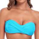 Ocean Blues Women's Sky Blue Strapless Swimsuits for Women Bandeau Bikini Top Tie Back Halter Bathing Suit Top Suit Top, (Size Small)