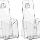 Argvey Acrylic Brochure Holder 4x9 Inch, Clear Pamphlet Holder Display Stand for Trifold 4 Inch Flyers, Booklets, Table Signs, Plastic Rack Card Holder for Office, Home, Store, 2 Pack