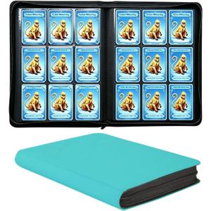 Premium 9-Pocket Trading Card Binder, Zip Closure, Double-Sided Card Album Holds 540 Cards, PU Cover Side-Loading Holder for MTG, TCG, Baseball, Football, Sports Cards (Sky Blue)