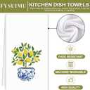 FYSUIMU Lemon Kitchen Dish Towel 18 x 28 Inch Blue Yellow Lemon Dishcloth Spring Summer Decorative Hand Drying Tea Towel for Seasonal Cooking Baking Cleaning, 2 Pcs