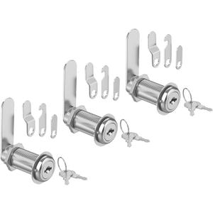 3 Pcs Cabinet Locks with Keys, 1-1/2'' Cam Lock Keyed Alike Fit 1-3/8'' Max Panel, Drawer Locks with Keys Secure Desk Drawer Toolbox Mailbox RV Storage Door, Zinc Alloy (Silver)