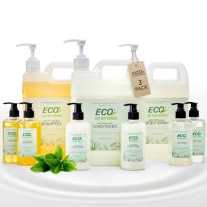 Hand & Body Wash, Shampoo, and Conditioner Gallon Jugs with Dispenser Bottles (Green Tea, Set of 3)