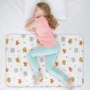 Organic Incontinence Pads for Kids & Toddlers - 5 Layer Waterproof Protectors for Overnight Bed Wetting - Reusable & Washable Pee Pads - Fits Twin to Full Size Beds - 34" x 52" Tiger Bear Fox