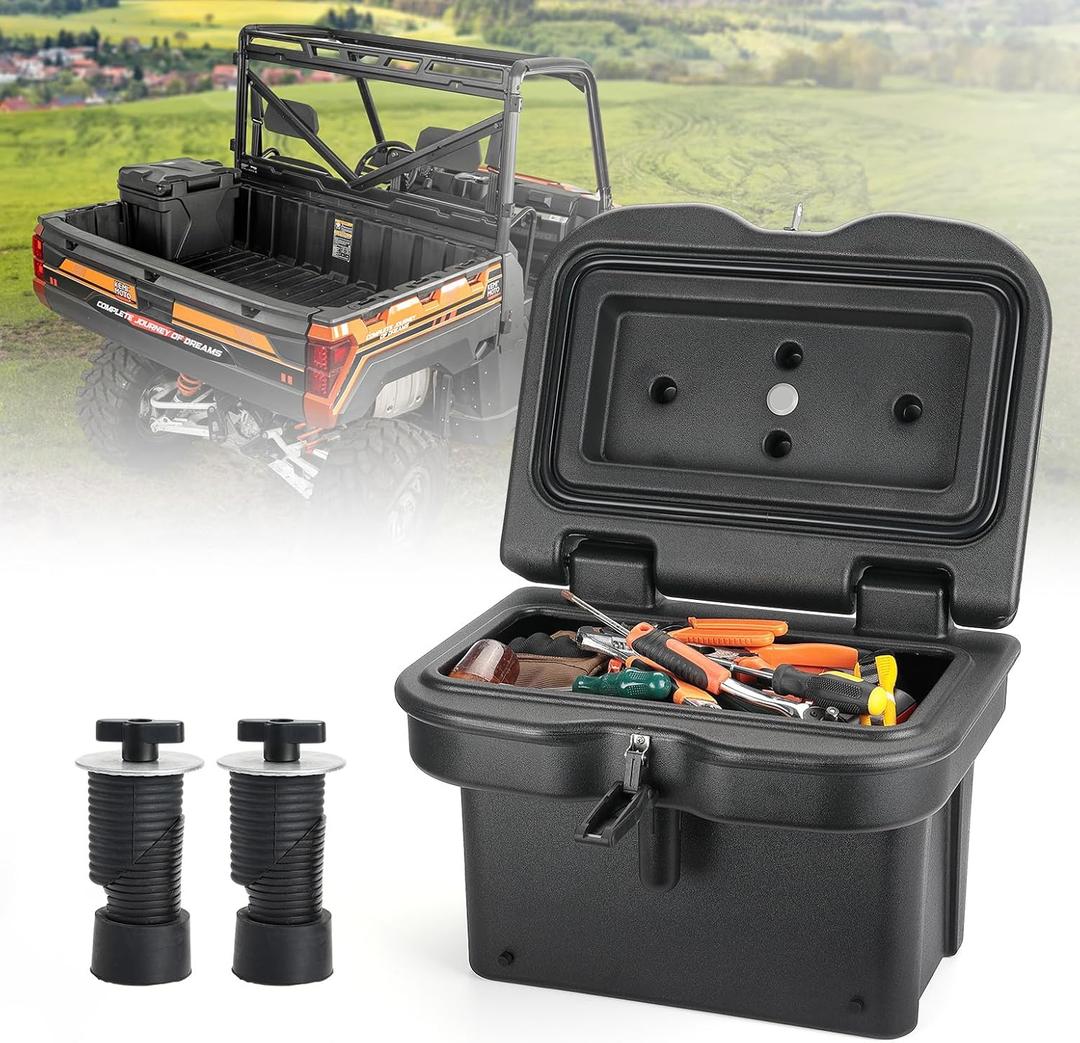 KEMIMOTO UPGRADED Anti-Theft Storage Box 5.5GAL Compatible with Polaris Ranger 1000 XP 900 800 700 570 500 (2013-2025), General 1000 Cargo Box Hard 21L Toolbox Accessories