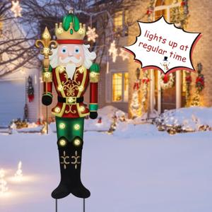 Christmas Yard Sign Decorations Outdoor with LED Lights Christmas Nutcracker Yard Signs with Metal Stakes for Xmas Holiday Party Lawn Sign Garden Decor Xmas Outdoor Yard Signs