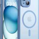 TOCOL Magnetic for iPhone 15 Case, Upgraded Full Camera Protection, Compatible with Magsafe, Drop Protection, Translucent Matte Back Bumper Phone Cover 6.1-Inch (Light Blue)