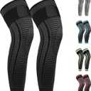 Full Leg Compression Sleeves 2 Pack anti Sliping Ventilation Long Knee Support with Wraps for Men and Women Long Knee Compression Sleeve for ACJ, PCL, Meniscus Tear, Arthritis