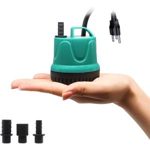 Upettools Submersible Water Pump, Ultra Silence Circulation Multifunctional Water Pump with Handle for Pond, Aquarium, Hydroponics, Fish Tank Fountain with 4.6ft (1.4M) Power Cord(66GPH,5W) Green