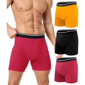 JODUCE Incontinence Underwear for Men 150ML Absorbent Washable Reusable Cotton Leak Proof Protective Boxer Briefs 3 Pack (Multicolor02, Medium)