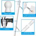 ZMTECH Flag Pole - Upgraded Bracket, 6 FT Stainless Steel Flag Poles for Outside House, Residential or Commerical, Tangle Free Flag Pole Kit for American Flag (Without Flag, White)