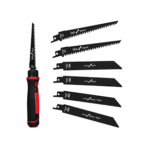 XDOVET 7-In-1 Multi Blades Hand Saw, Drywall Cutter Saw, Small Hacksaw, KHJ201 Pro, for Cutting Drywall, Sheetrock, Wood, Metal, Plastic, Plywood, Blade Quick Change Mechanism (Red&Black)