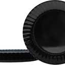 TP 8" Reusable Melamine Paper Plates, Round Plates for Party Picnic Outdoors, Set of 8, Black