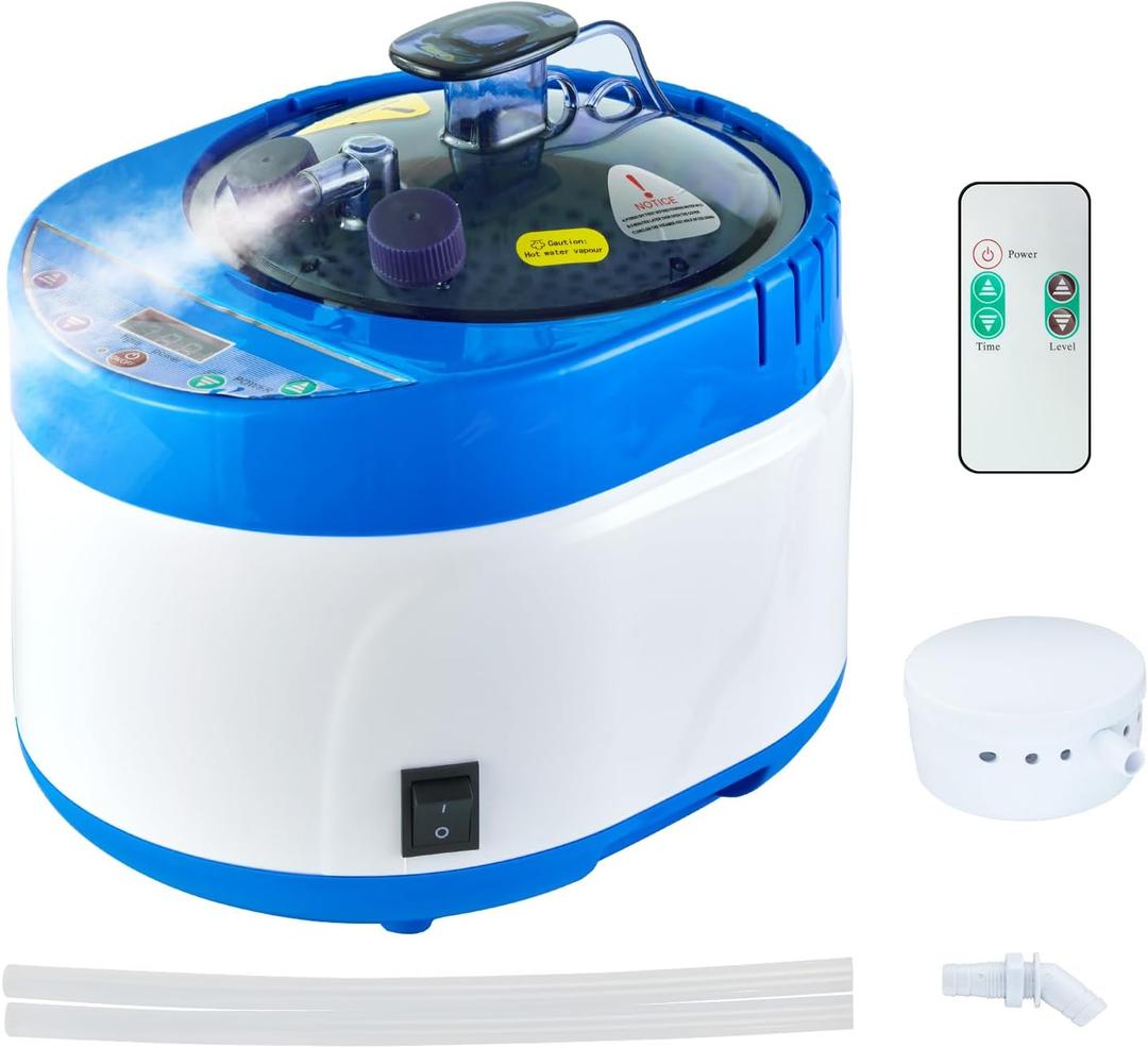ZONEMEL Sauna Steamer Portable Pot 4 Liters, Stainless Steel Steam Generator with Remote Control, Spa Machine with Timer Display Mist Moisturizing for Body Detox, Home Spa (Blue, US Plug)