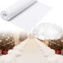 Boao 3 x 65 ft White Carpet Runner for Party, 17.6 Ounce/500g Fake Clouds Snow Decoration, Runner Rug and Fluffy Artificial Cotton Fiber for Winter Wedding Ceremony Valentine's Day Decoration(White)