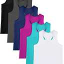 Geyoga 6 Pieces Girls Dance Tank Top Racerback Crop Top Sleeveless Dance Outfit for Ballet Hip hop Athletic wear (5-6 Years, Vivid Colors)