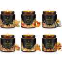 Conelist 6 Pcs Holiday Candle Gifts for Women Bulk Farmhouse Scented Soy Candles with Lid Vintage Glass Jar for Women Men Home Birthday Office Holiday Party Favor Supplies Decor Gifts (Elegant Xmas)