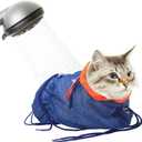 Cat Bathing Bag, Catcan Anti Scratch Cat Washing Bag Breathable Mesh Adjustable Grooming Shower Bags for Nail Trimming