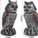 Hedoc 2 Pack Fake Owl Decoys to Scare Birds Away, Rotating Head Bird Deterrents, Nature Enemy Scarecrow Plastic Statues, Pest Repellent for Gardens and Patios (10+11 Inch)