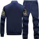 PASOK Men's Casual Tracksuit Full Zip Running Jogging Athletic Sports Jacket And Pants Set (Black)