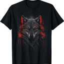 Wolf Dark Lone Moon Savage Mythical Wild Art T-Shirt (6XL, Black)