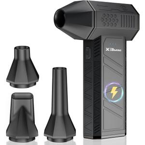 Compressed Air Duster, 180000RPM Electric Air Duster, Rechargeable Cordless Air Blower with 3-Gear Turbo Fan, Canned Air Alternative for Keyboard, PC, Computer, Car, Home & Outdoor Use (Pure Black)