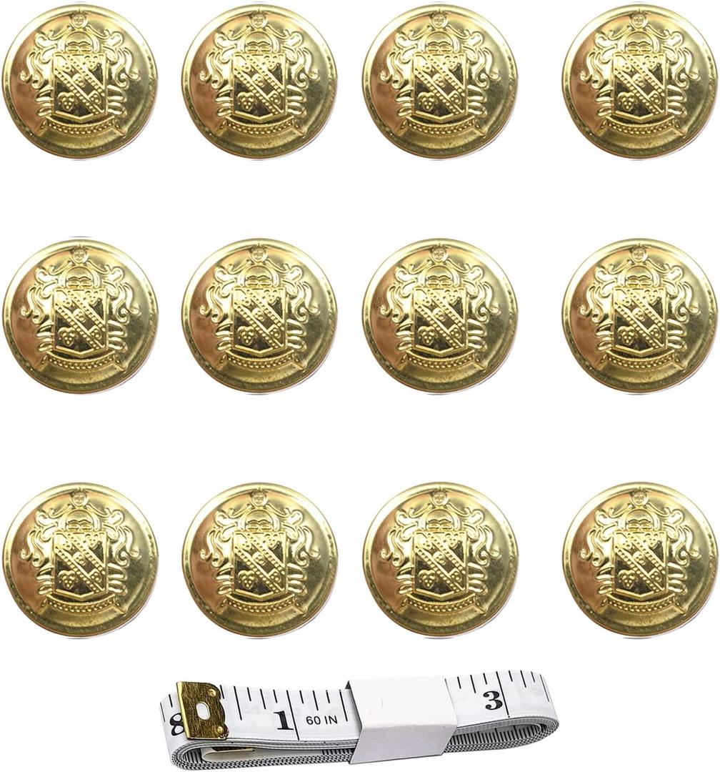 KENDANY 12 Pieces Metal Blazer Button Set - for Blazer, Suits, Sport Coat, Uniform, Jacket 25mm (Gold)