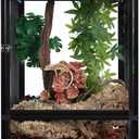 REPTI ZOO 18" x 18" x 24" Front Opening Chameleon Cage with 3-Sided Metal Mesh, 34 Gallon Screen Vertical Terrarium with Background Sticker, Tall Enclosure for Chameleon, Tree Frog, Arboreal Reptiles