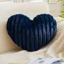 XVTRU Heart Pillows Heart Decorative Pillow Soft Fluffy Heart Shaped Navy Throw Pillows with Faux Rabbit Fur Aesthetic Room Decor Cute Pillow for Valentines Mother's Day (Large-19.6"x15.7")