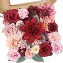 AmyHomie Burgundy Pink Artificial Flowers Combo Silk Mix Peony Rose Fake Flowers w/Stem for DIY Wedding Bouquets Centerpieces Arrangements Table Fall Decor Party Bridal Baby Shower Home Decorations