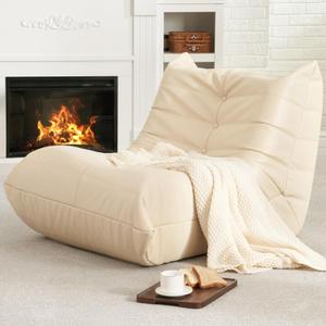 Hobestluk Bean Bag Chair Giant Bean Bag Sofa Memory Foam Bean Bag Chairs for Adults, Bean Bag Couches Faux Leather Bean Bag Chairs for Living Room Bedroom Dorm Office (Beige)