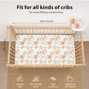Baby Crib Sheets Girl, Toddler Bed Sheets for 52”x28” Standard Toddler Mattresses, Soft Microfiber Fitted Crib Sheets Neutral Orange Watercolor Flower
