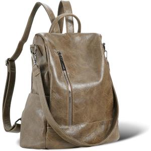 Women Backpack Purse PU Leather Anti-theft Casual Shoulder Bag Fashion Ladies Satchel Bags, Medium