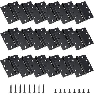 4.5 inch X 4.5 inch Heavy Duty Commercial Door Hinge, Black Hinges with Silent Steel Plain Bearing, 3 mm Thickness Stainless Steel, Square Corner with 144 Screws 18 (Pack)