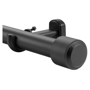 Heavy Duty Curtain Rods, 1 1/8 Inch Diameter Single Curtain Rod 72-144Inch(6-12ft) Extendable Length with End Caps Adjustable Modern Brackets-Matte Black