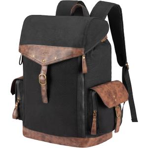 KEMIMOTO Motorcycle Canvas Backpack for Men, Vintage Travel Bag Laptop Rucksack Bookbag, Hiking/Travel/Camping Daypack for Men, 32L