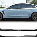 Car Side Skirt Upgrade Side Skirt Extension Splitter Lip for Tesla Model 3 Highland 2024 2025 Body Kit Glossy Black Dark-Knight Style Car Rocker Panels,Left Side & Right Side