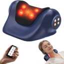 JDZ Neck Massager with Heat, 3-in-1 Electric Cervical Massager for Pain Relief with Hot Compress, Ergonomic Neck and Shoulder Relaxer Stretcher - ldeal Gift for Office Athletes Everyone etc, Blue