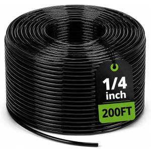Bonviee 200ft 1/4 inch Drip Irrigation Tubing  Flexible, Durable Garden Watering Hose, Compatible with 1/4" Barbed Tee Fittings, Micro-Emitters & Misters, Easy Install for Home Garden & Raised Beds (Black)