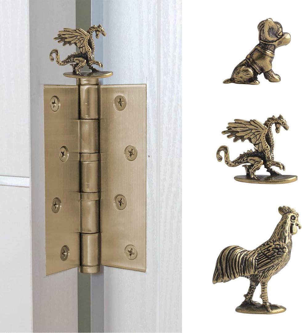 Hinge Head Home Decoration 3Pcs Magnetic Vintage Mini Animal Hinge Heads Decorative Topper Creative Bronzed Animal Hinge Head Magnets Ornaments