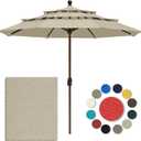 Eurmax USA 10-Year-Non-Fading 10FT 3-Tier Outdoor Patio Market Umbrella,UPF50+ UV Resistant,Heavy Duty Commercial Grade,Crank Lift Design,Windproof Vented Top for Garden,Pool,Deck,Antique Beige
