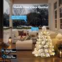 Brizled Snow Flocked Smart Christmas Tree, 22.8in Mini Christmas Tree with 100 LED RGB Lights, App/Voice Control 159+ Scenes Tabletop Xmas Tree USB C Small Tree Work with PD Power for Fireplace Desk (White)