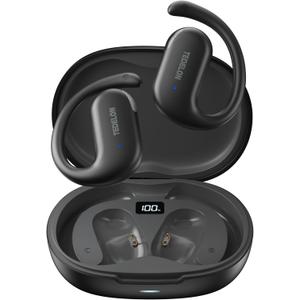 Open Ear Headphones Bluetooth 5.4: 50H Playtime, 16.2mm Drivers, Open Ear Earbuds with Earhooks, IPX6, Digital Display, Touch Control, Clear Calls, Comfort-Fit for Running, Cycling, Workouts (Black)