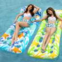 Jasonwell Inflatable Pool Float Lounge - 2 Pack Floaties Rafts for Adults Floating Lounger Sun Tanning Floats Cool Water Floaty Swimming Lake Beach Party Toys (BlueBeige)