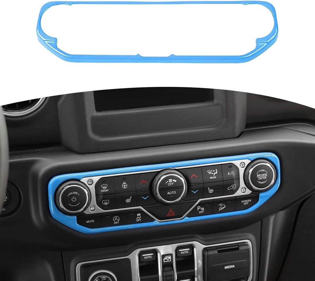 RT-TCZ for Wrangler JL Center Dash AC Switch Cover Trim Frame Baby Blue for Jeep Wrangler JL JLU Gladiator JT 2018-2023 Light Blue Interior Accessories