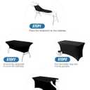4FT Black Table Cloth - 2 Pack, Fitted Stretch Rectangle Spandex Tablecloth, Washable Table Cover for Party, Dining, Wedding, Banquet and Festival(Black, 30" x 48")