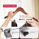 Wooden Hangers with Clips 24 Pack Wooden Pants Hangers,Skirt Hangers with Clips,Adjustable Heavy Duty Clip Hangers,Hangers for Pants,Jeans,Slacks,Shorts Walunt